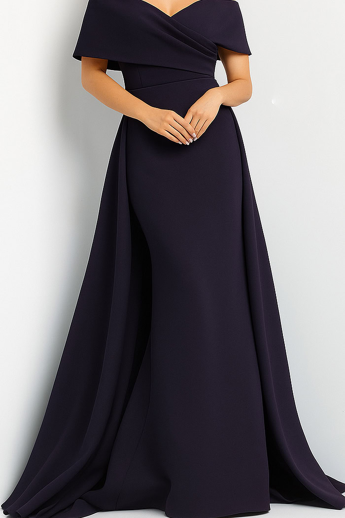 Jovani 07443 Light Blue Off the Shoulder Ruched Bodice Dress