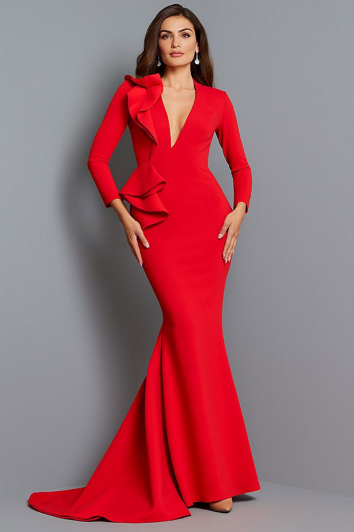 red long sleeve dress 07934