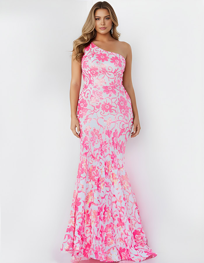 one shoulder embellished mermaid dress 08257