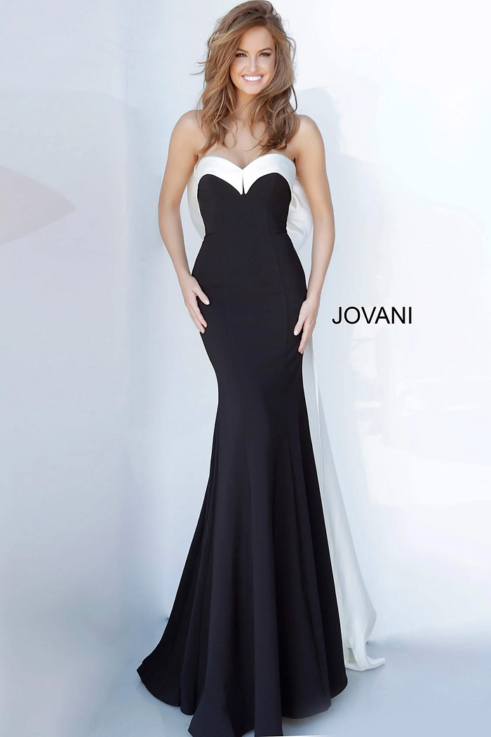 black and white v neck mermaid dress 12020