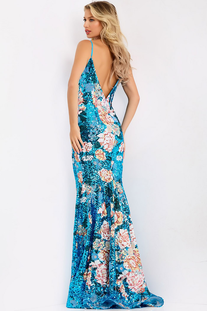 Sparkling floral evening gown 48637