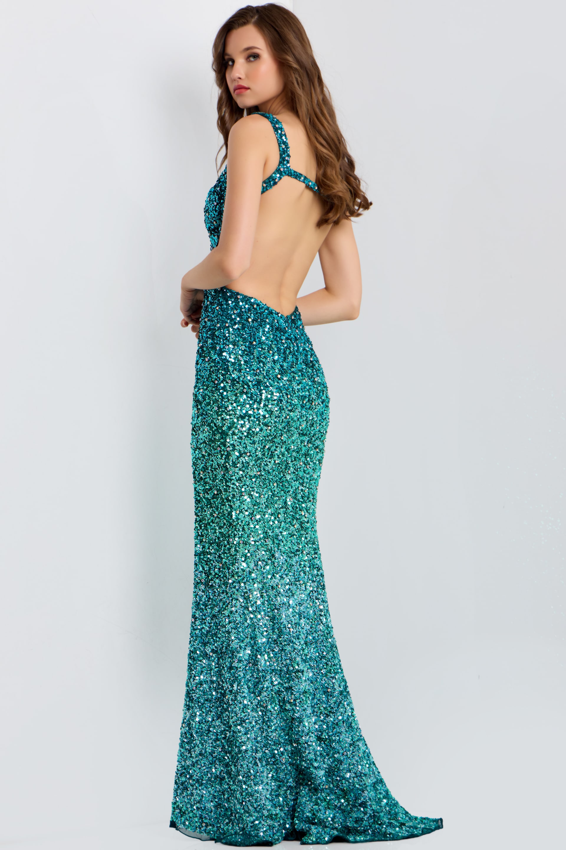 Sequin Cutout Gown With High Slit 46066 - Image 2