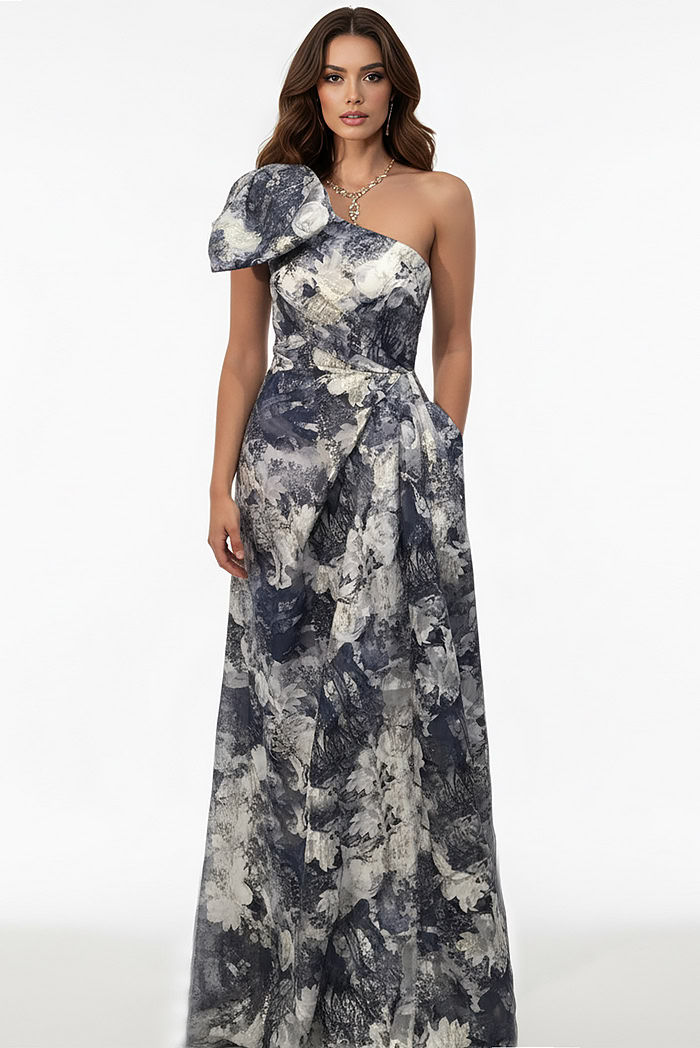 one shoulder print dress 25663