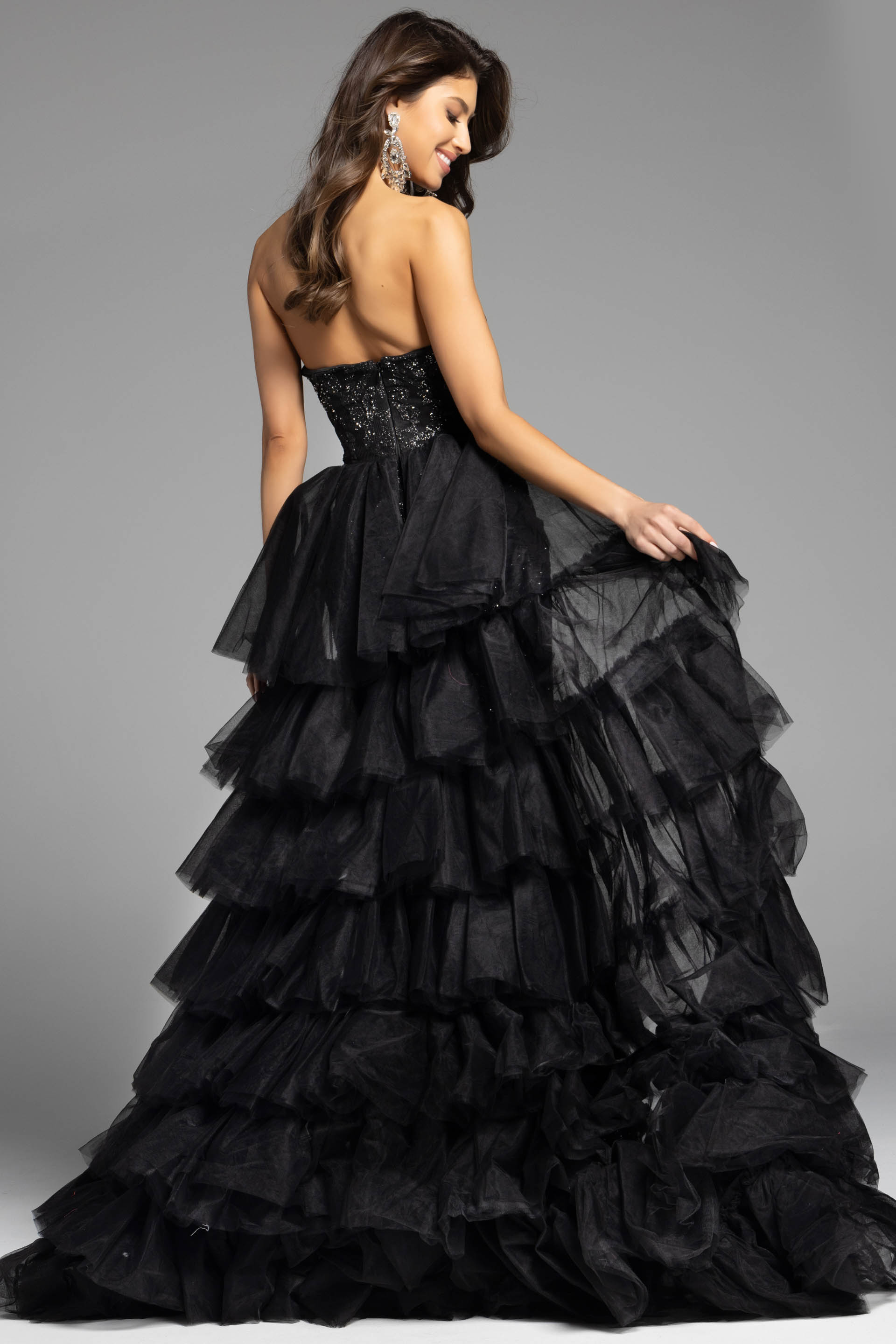 beaded dress with tiered overlay 26119