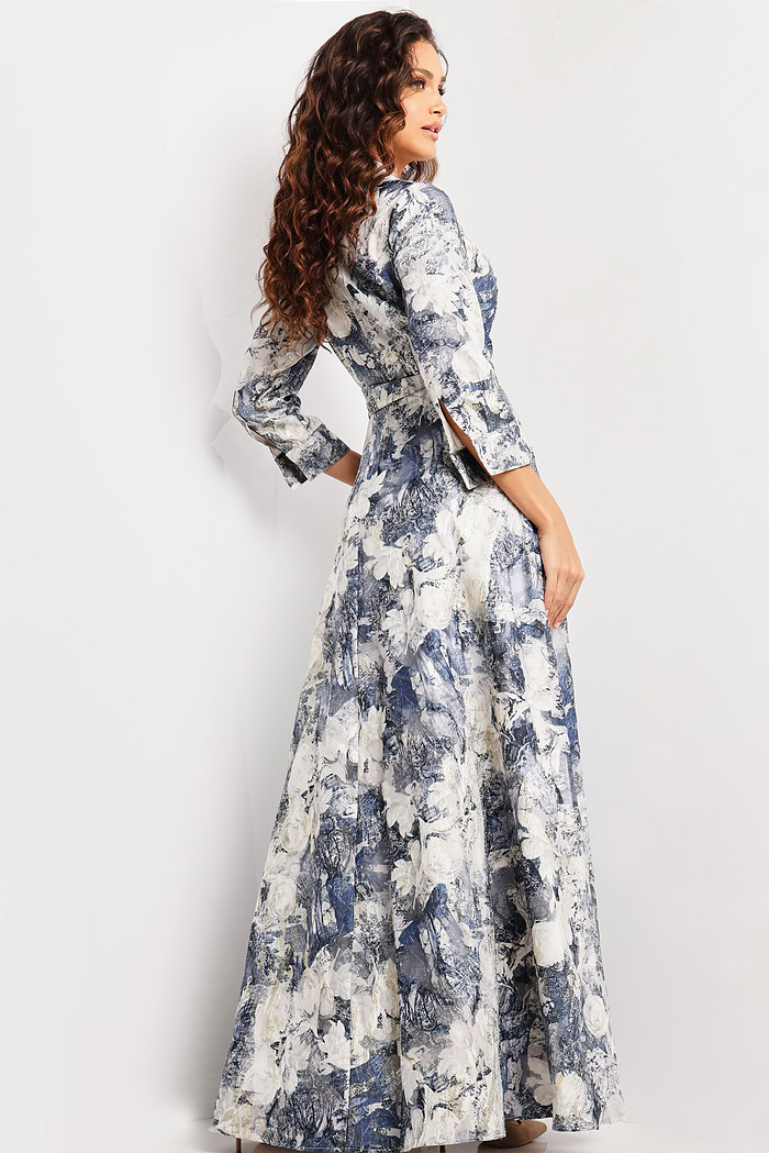 long sleeves print gown 26202