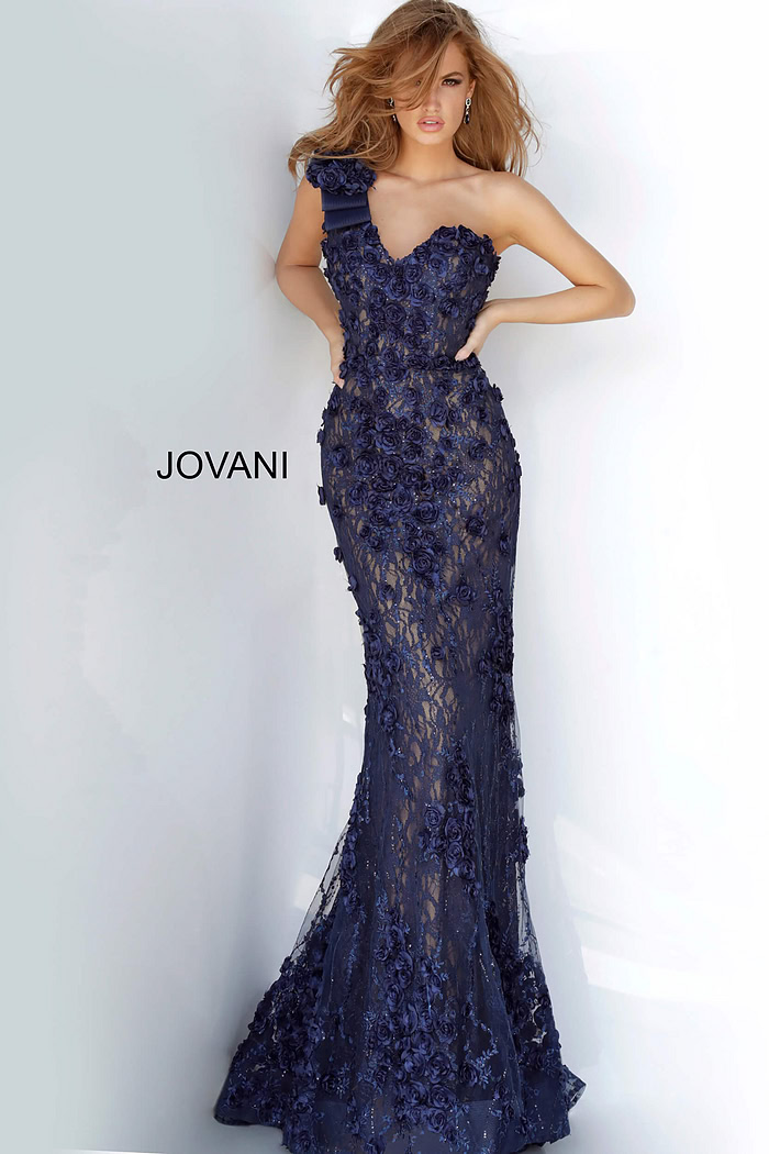 one shoulder dress with mermaid bodice 3375