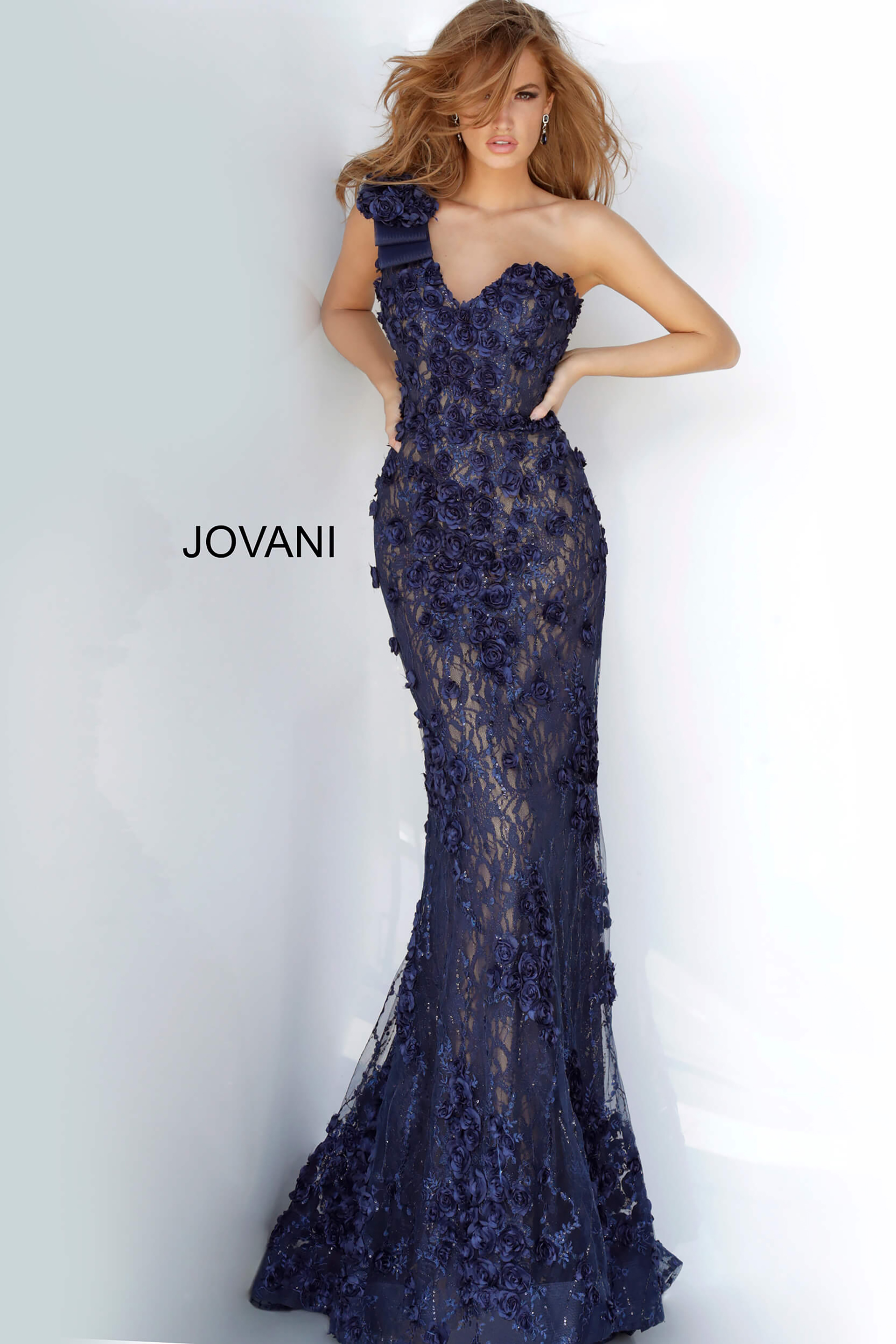 one shoulder dress with mermaid bodice 3375