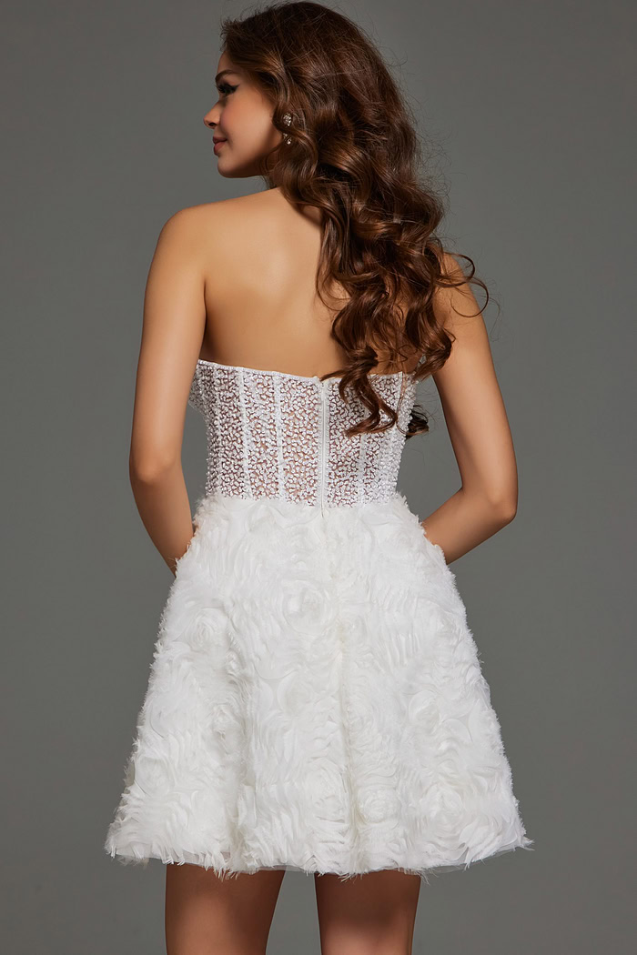 Model wearing Jovani 36578 dress, highlighting the back detail.