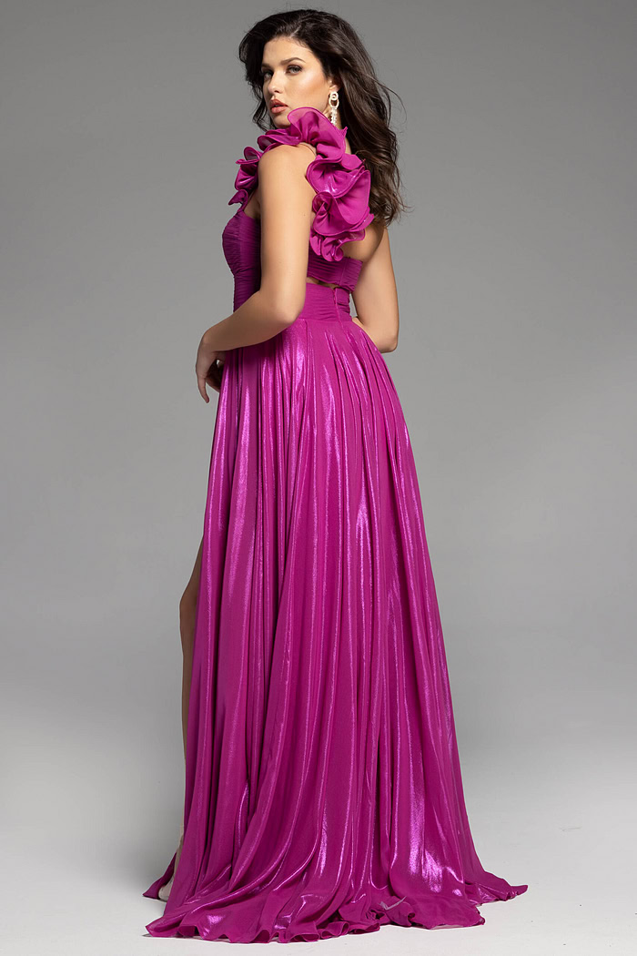 one shoulder empire waist dress 37254