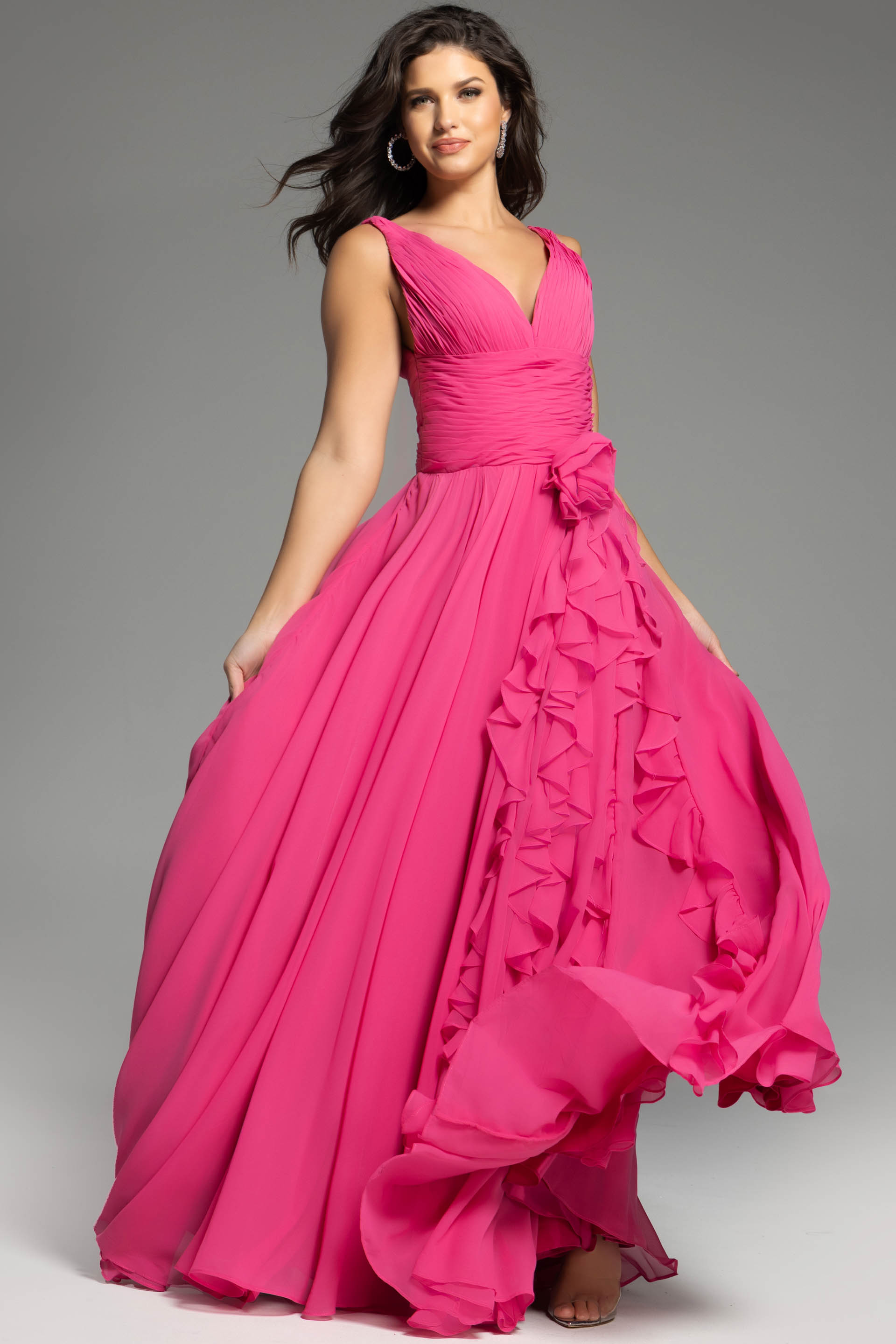 v neckline empire waist a line dress 37374