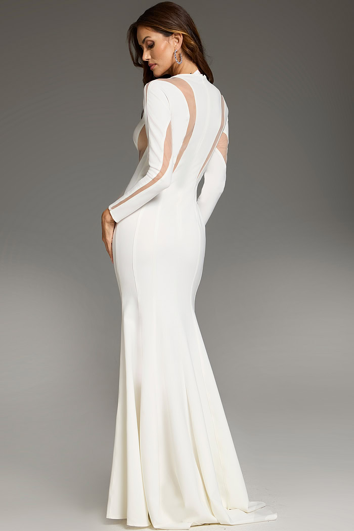 long sleeves white dress 37671