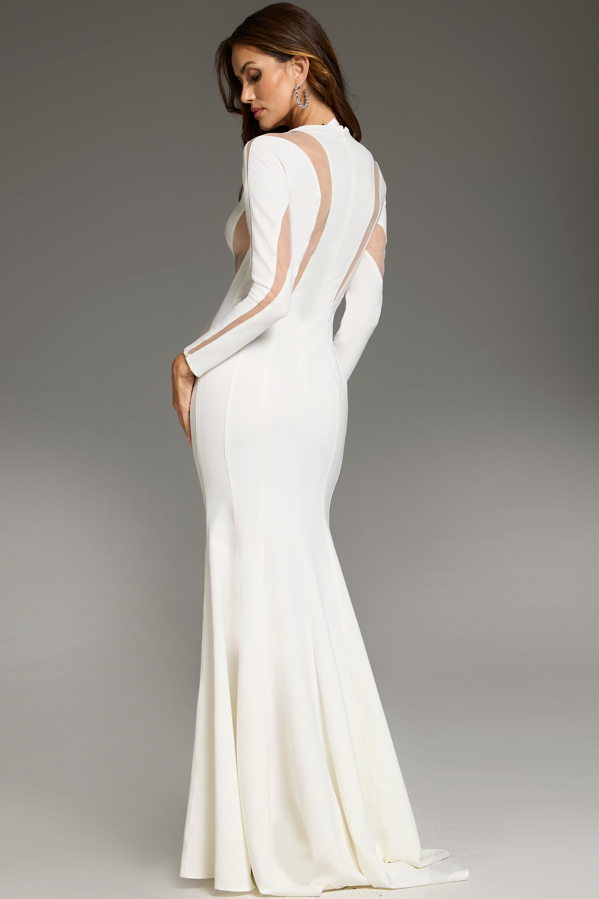 long sleeves white dress 37671