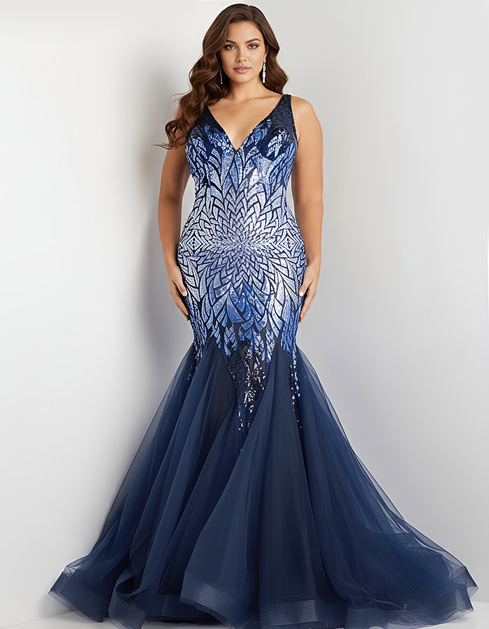 v neckline mermaid dress 38373