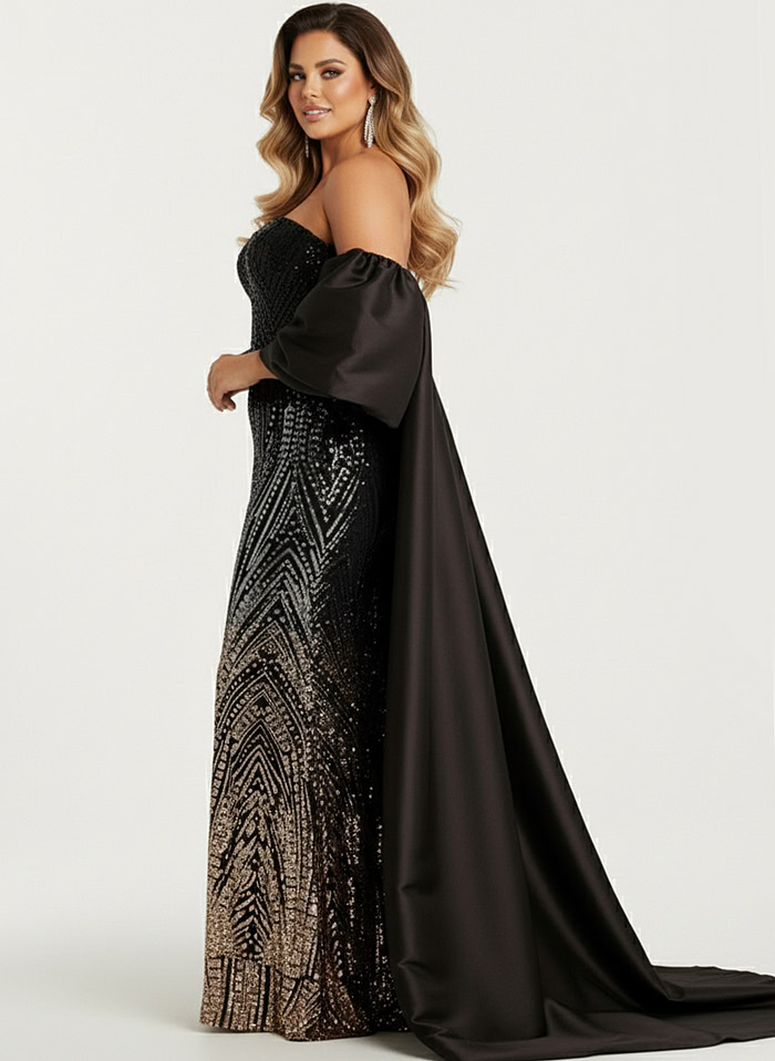off the shoulder black dress plus size