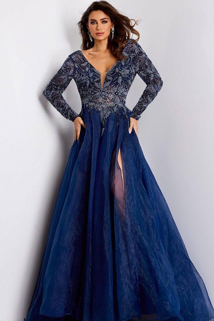 navy v neck dress 39251