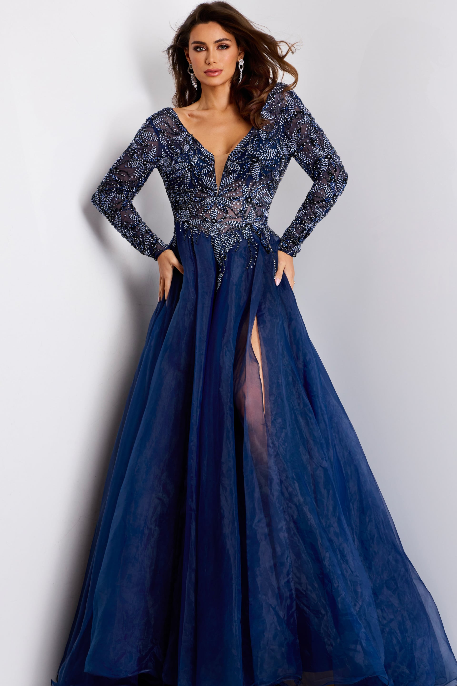 navy v neck dress 39251