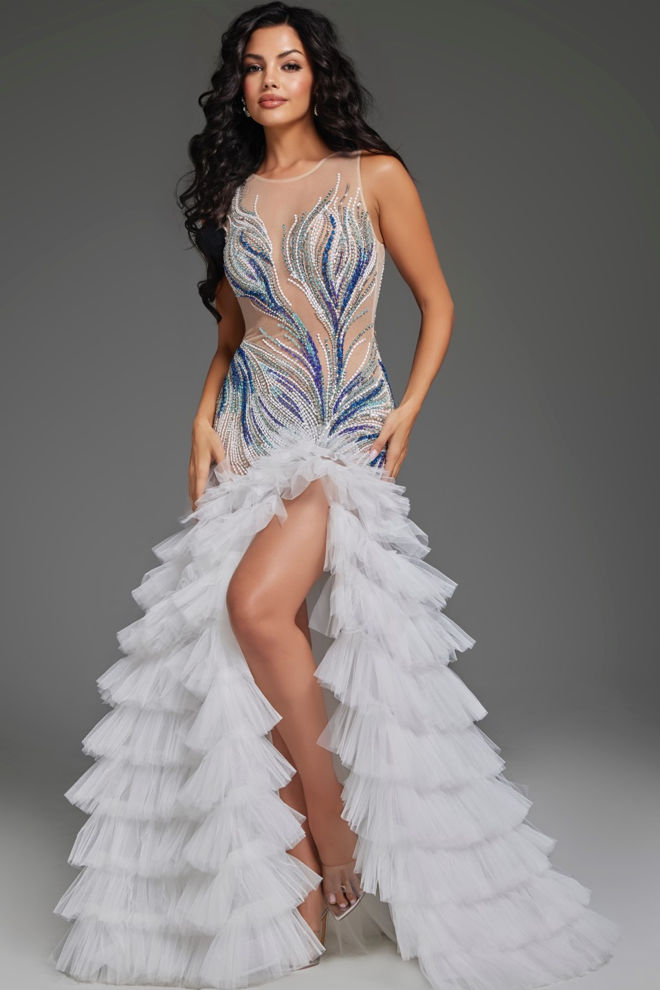 Model showcasing Jovani 39846