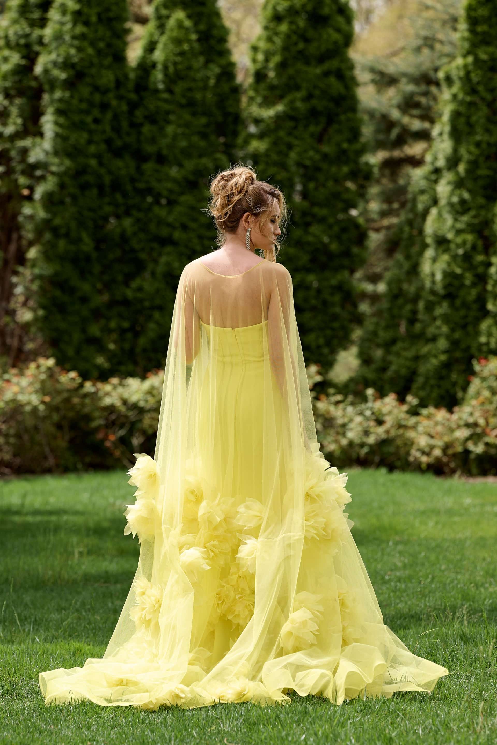 Sheer Floral Tulle Gown With Strapless Bodice 40092 - Image 9