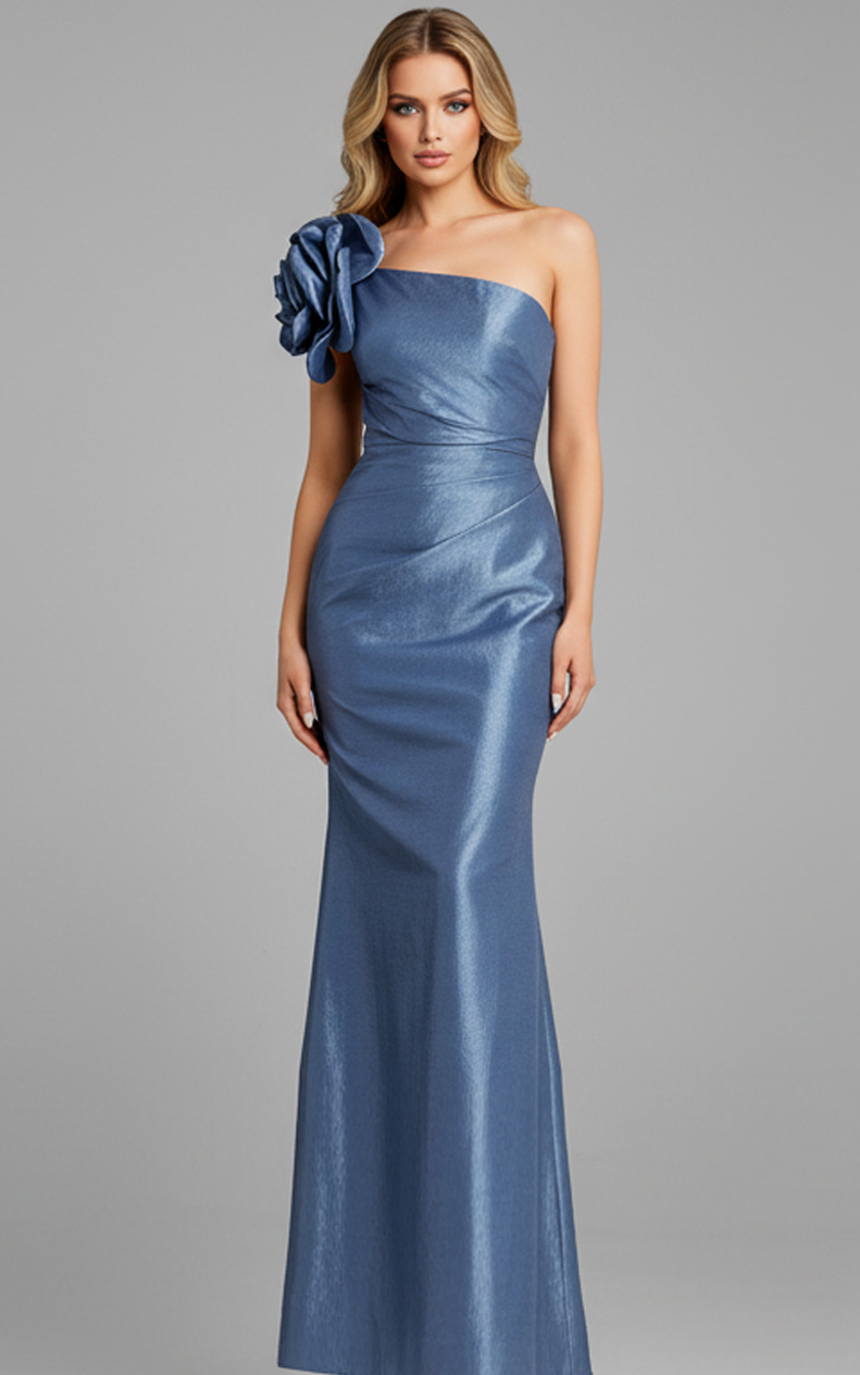 blue one shoulder dress 40206
