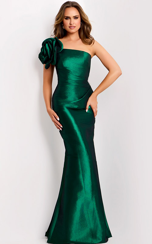 mermaid taffeta green dress with floral detail 40206