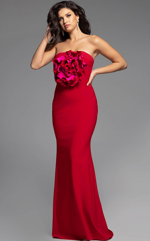 jersey red fitted dress 40214