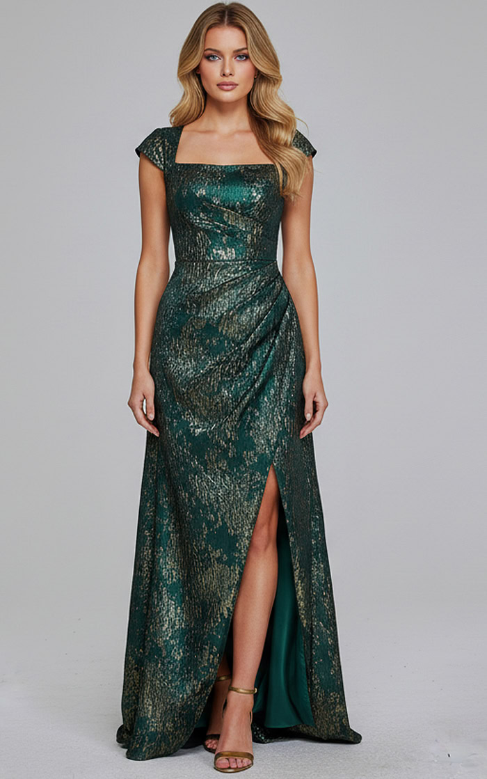 green high slit dress 40295