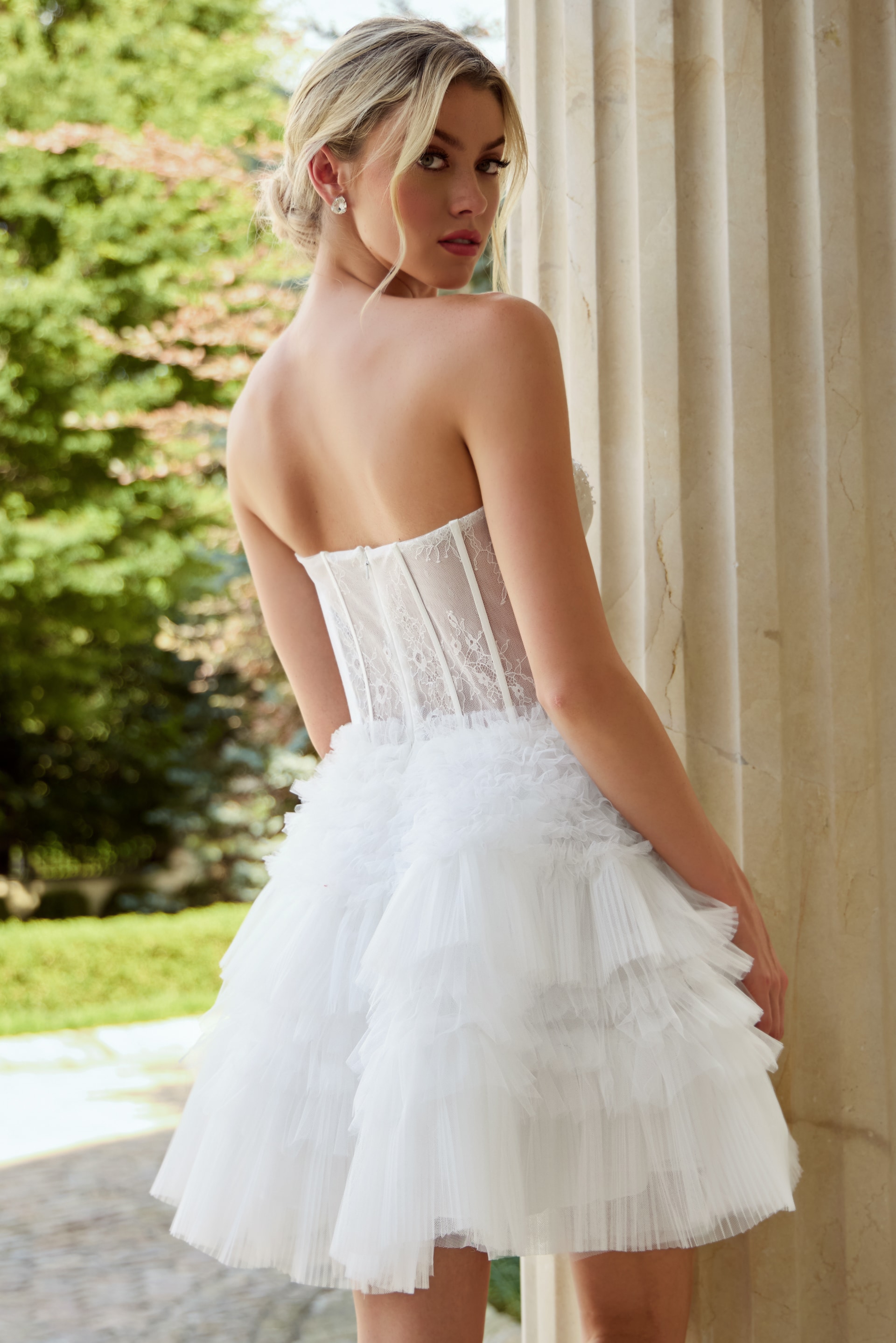corset bodice strapless fit and flare dress 40580