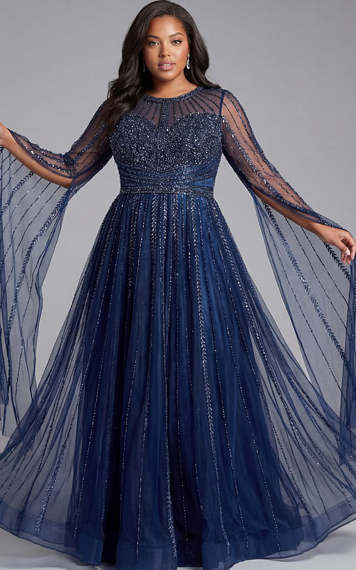 sheer beaded high neck ball gown 40629
