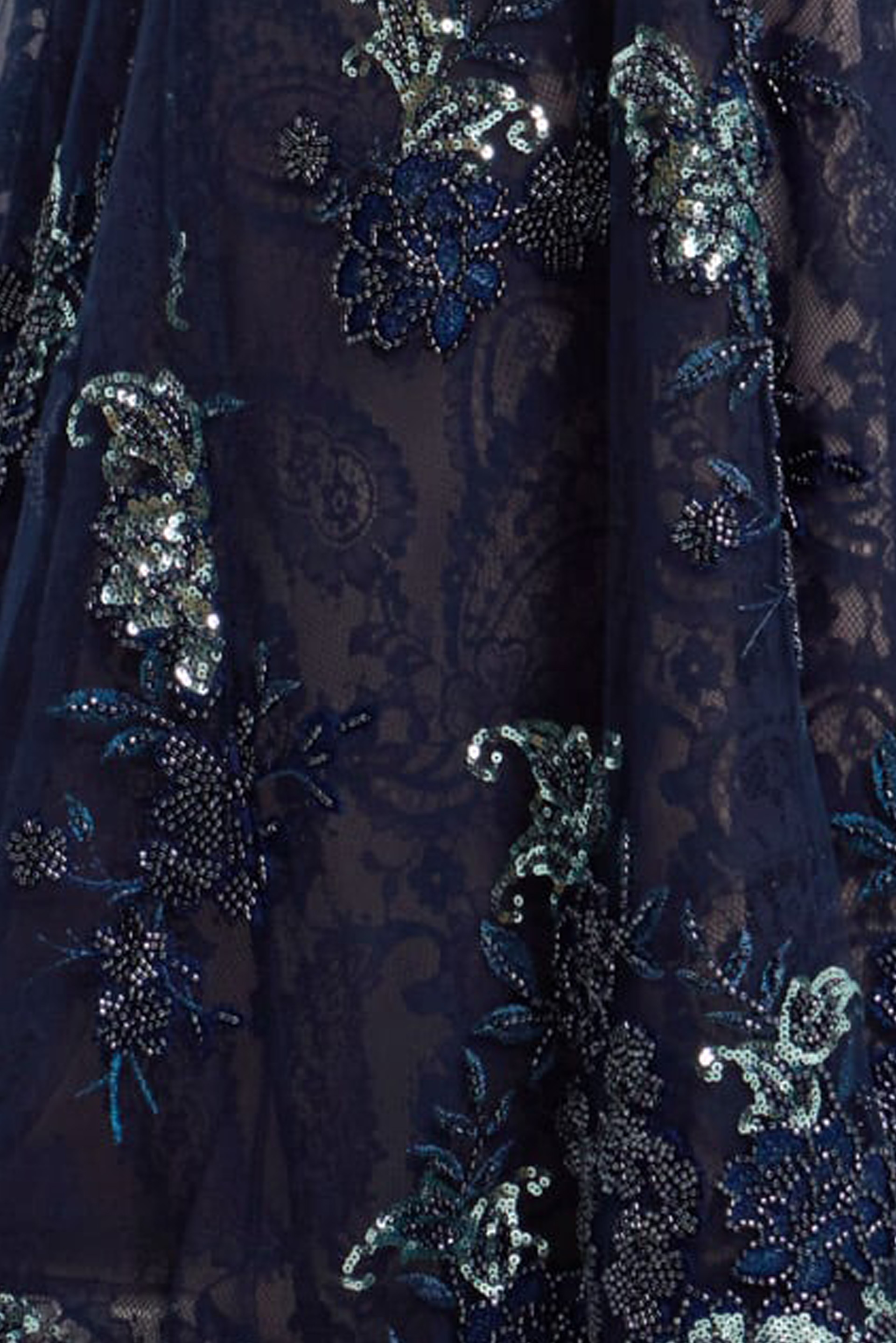 navy beaded fabric for style 40848