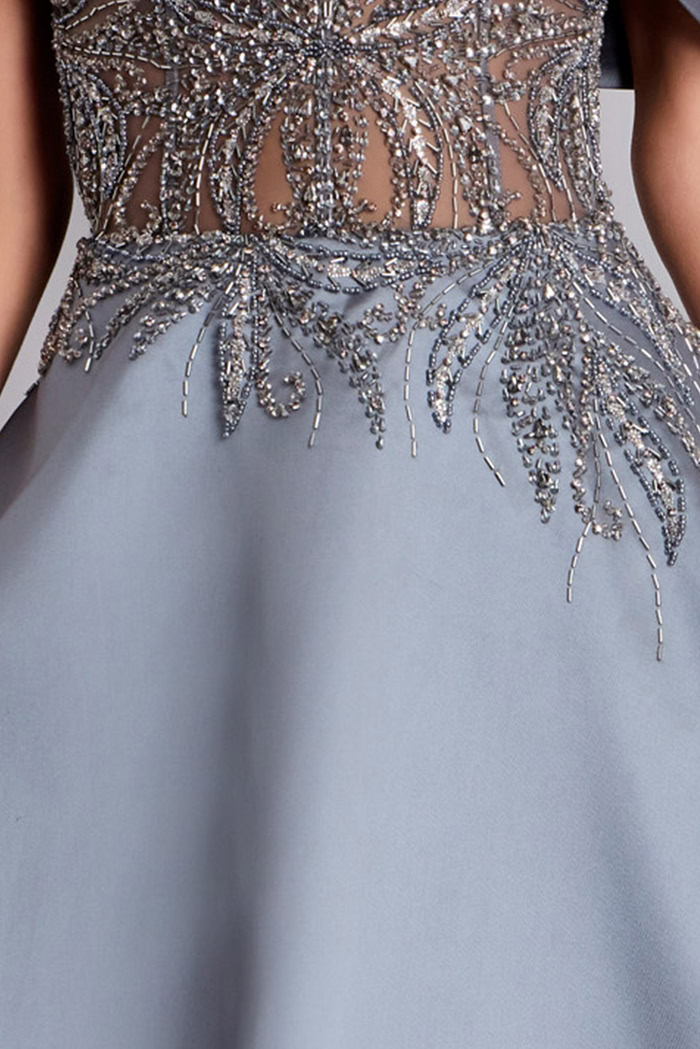 silver beaded fabric for style 41198