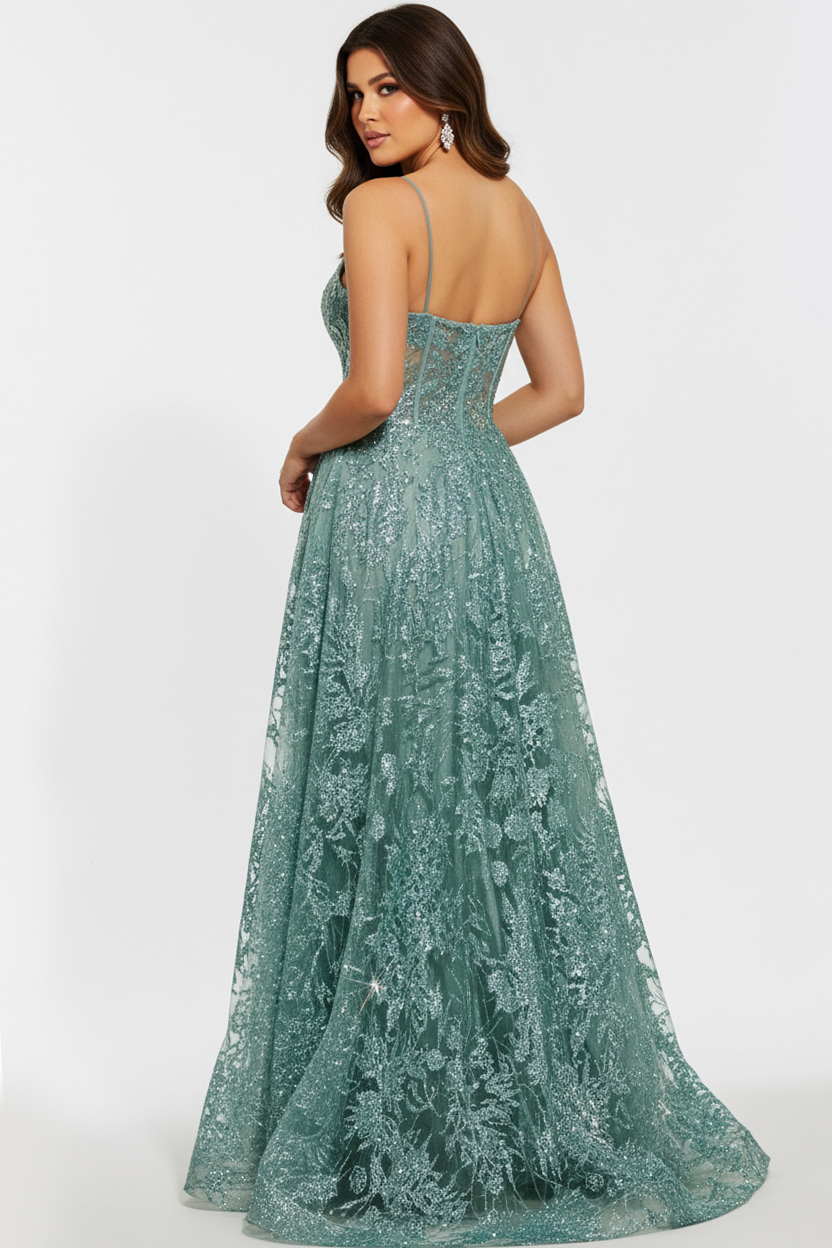 green a line dress 42199