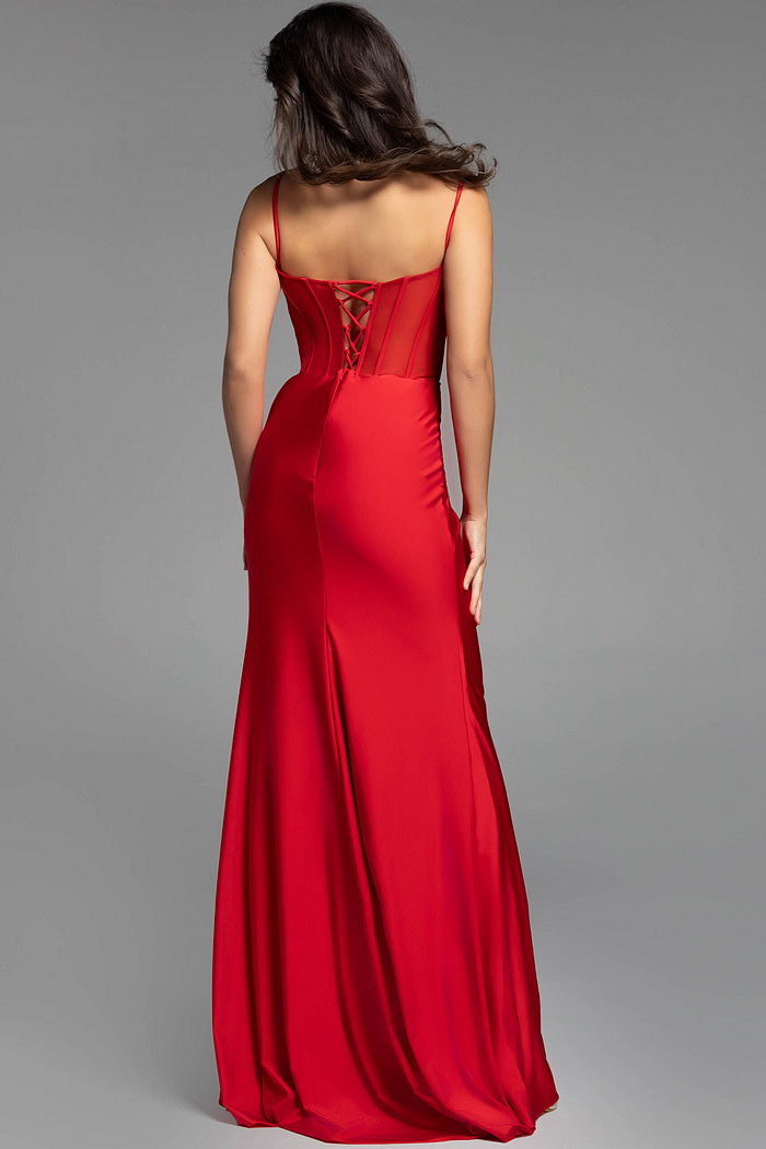 red fitted prom dress 42227