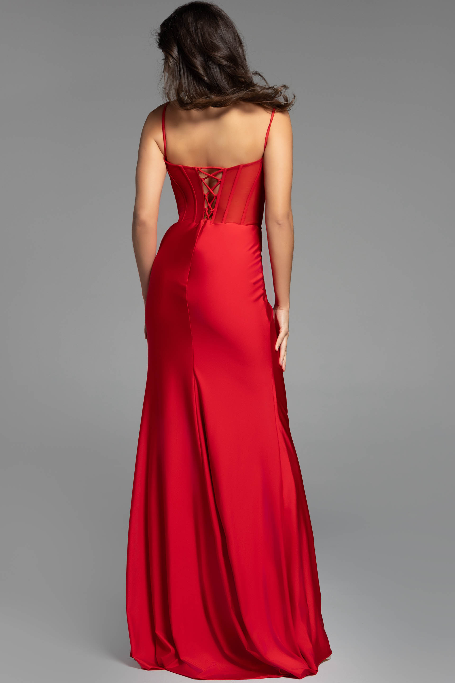 red fitted prom dress 42227