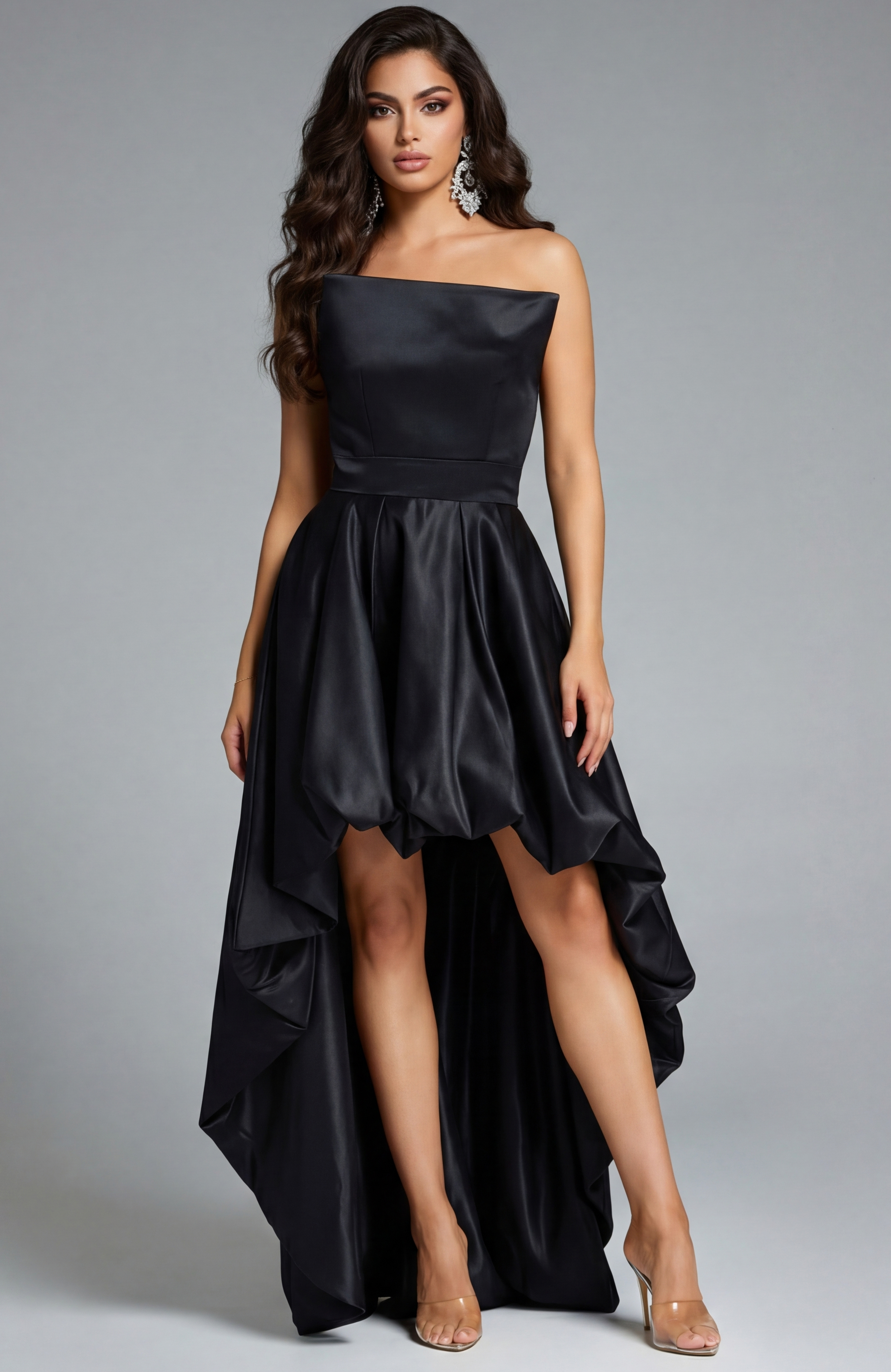 black high low strapless dress 42357