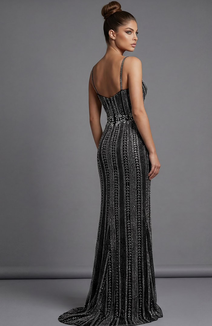 black and silver beaded dress 42541