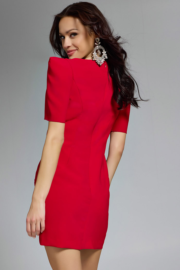 short sleeve short red dress 42745