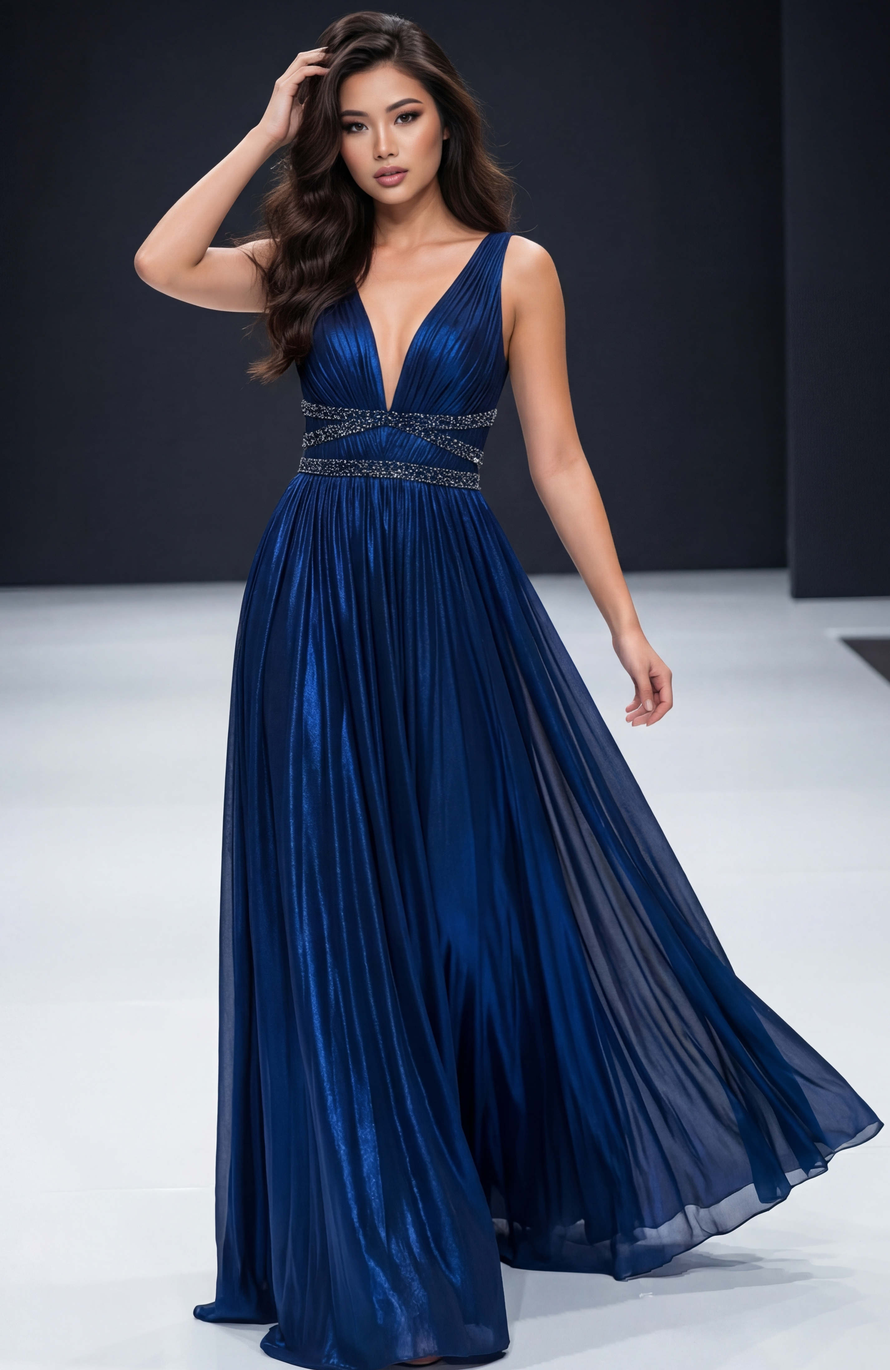 navy empire wasit embellished dress 42817