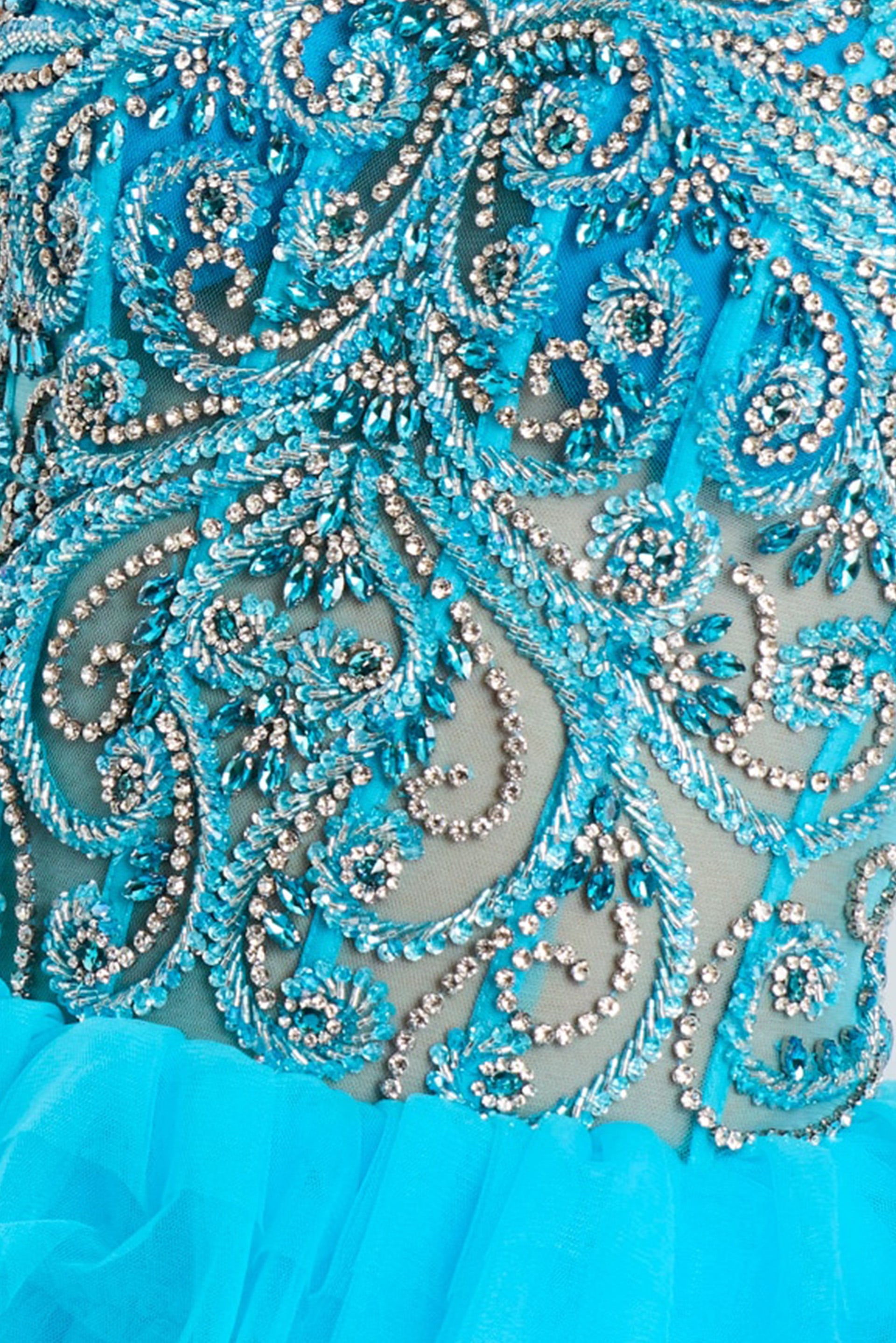Ruffle Tulle Gown With Embellished Sheer Corset Bodice 42958 - Image 4