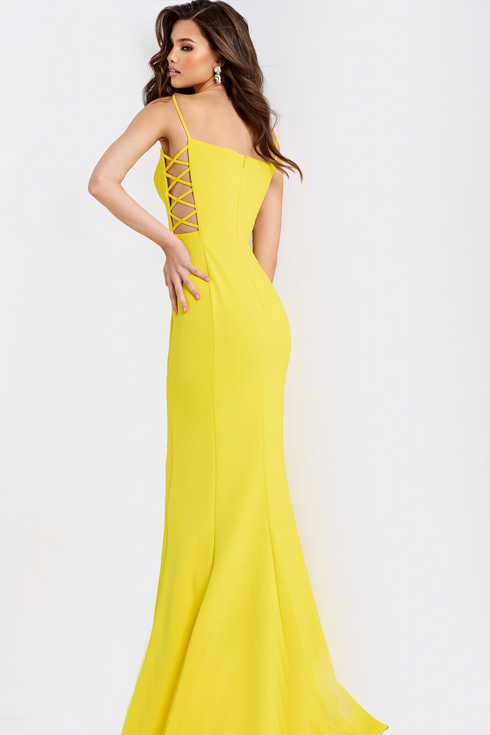 Yellow Lattice Side Formal Gown