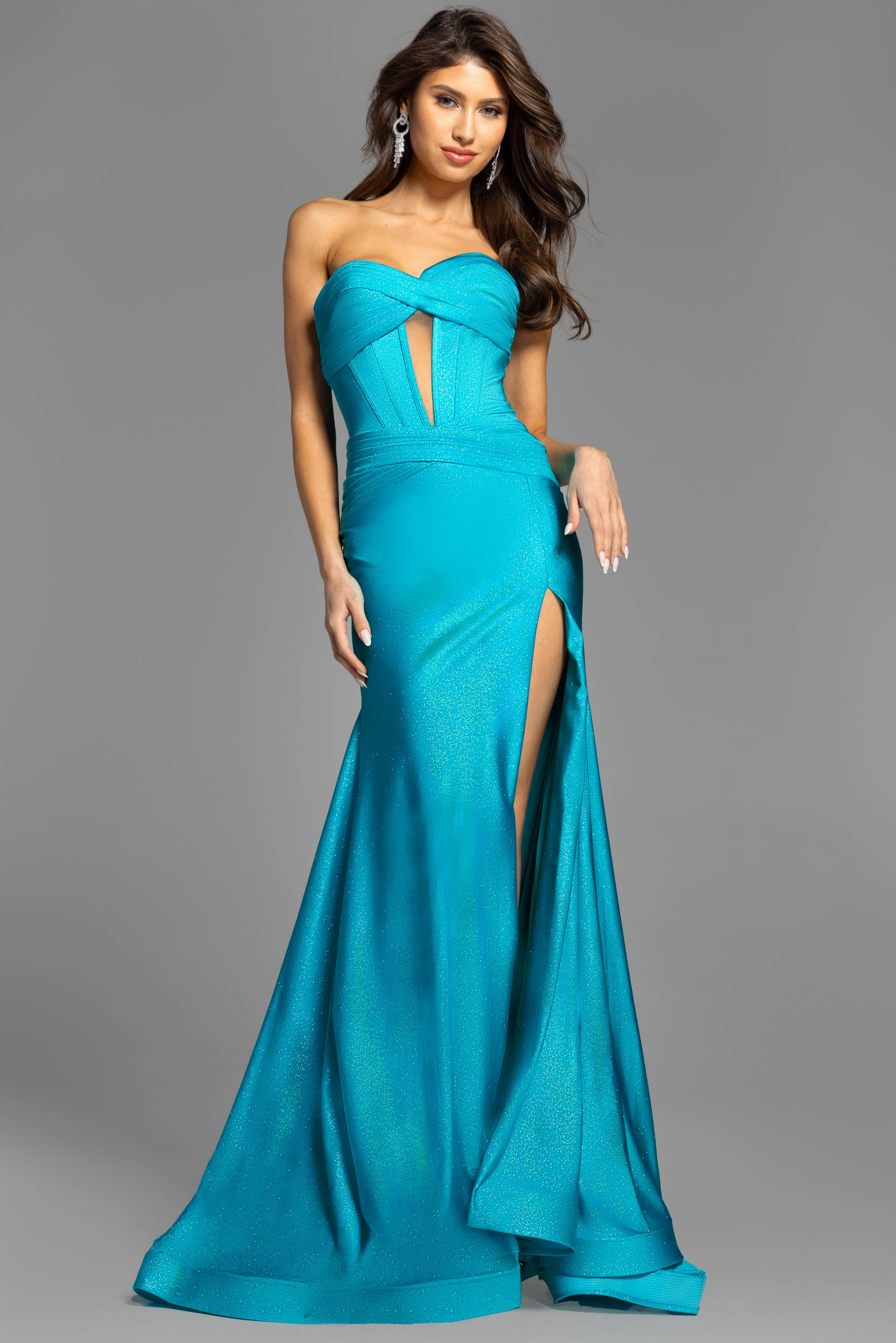 fitted strapless glitter dress 43419