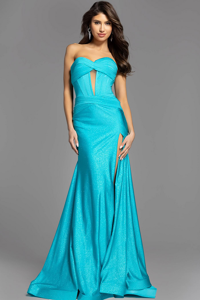 blue dress with the keyhole on the bust 43419