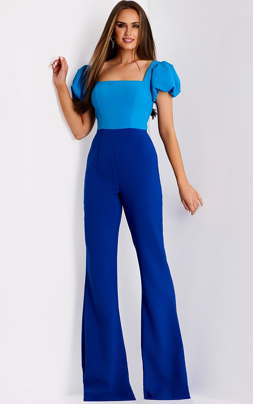 Two Tone Jumpsuit With Ruffle Sleeves