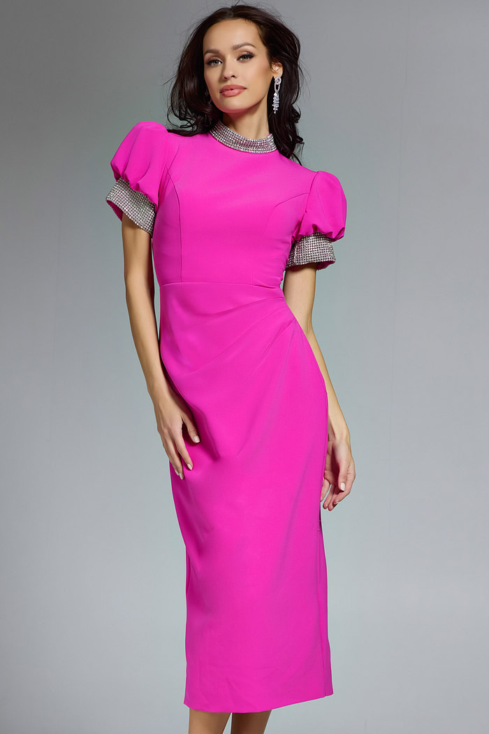 short sleeve below the knee fitted dress 43773