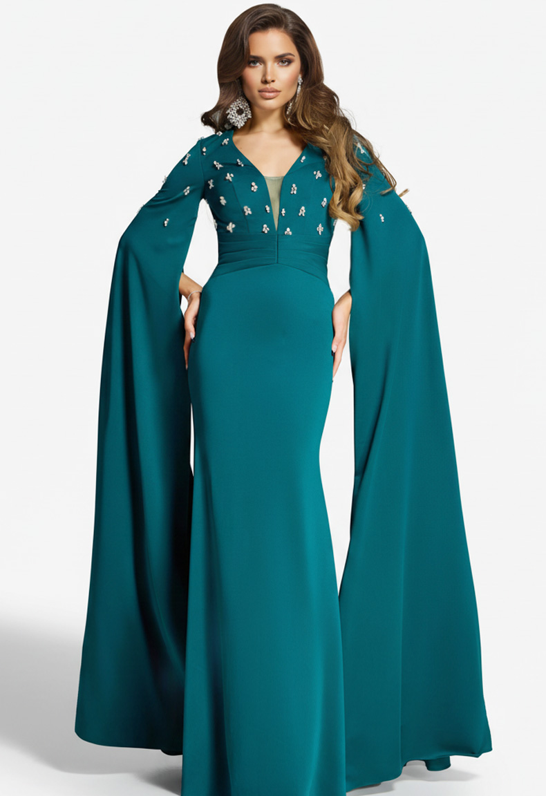 crepe beaded mother of the bride dress 43830.