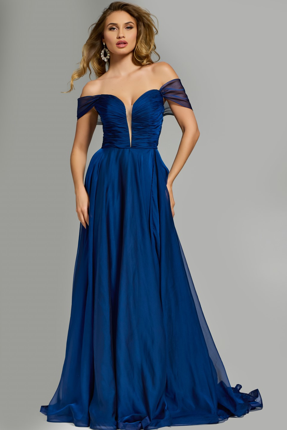 Off the Shoulder Gown with Cut-Out Lace Up Back 43842 - Image 9