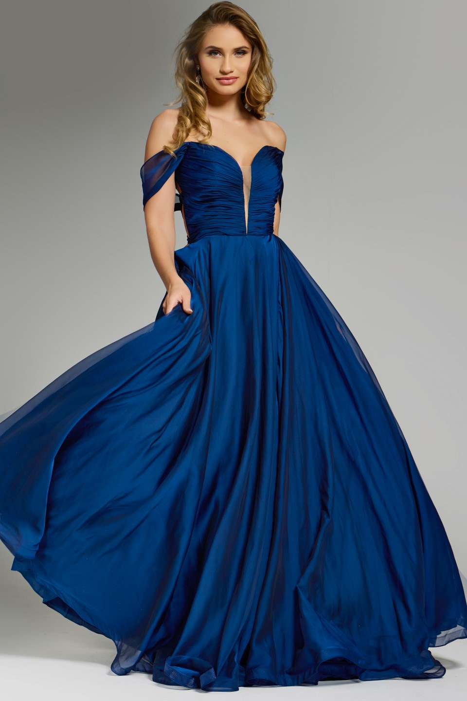 Off the Shoulder Gown with Cut-Out Lace Up Back 43842 - Image 8