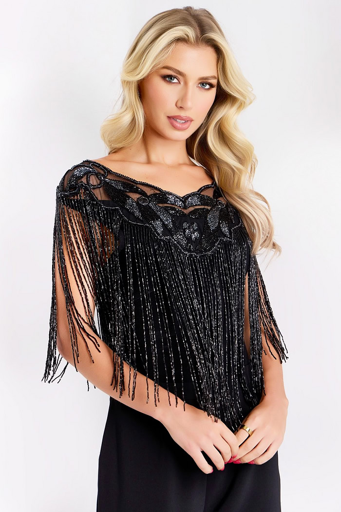 Model wearing Jovani dress 44052.