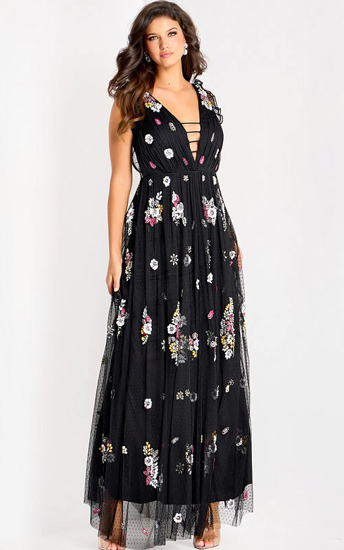 sleeveless black multi dress 44057