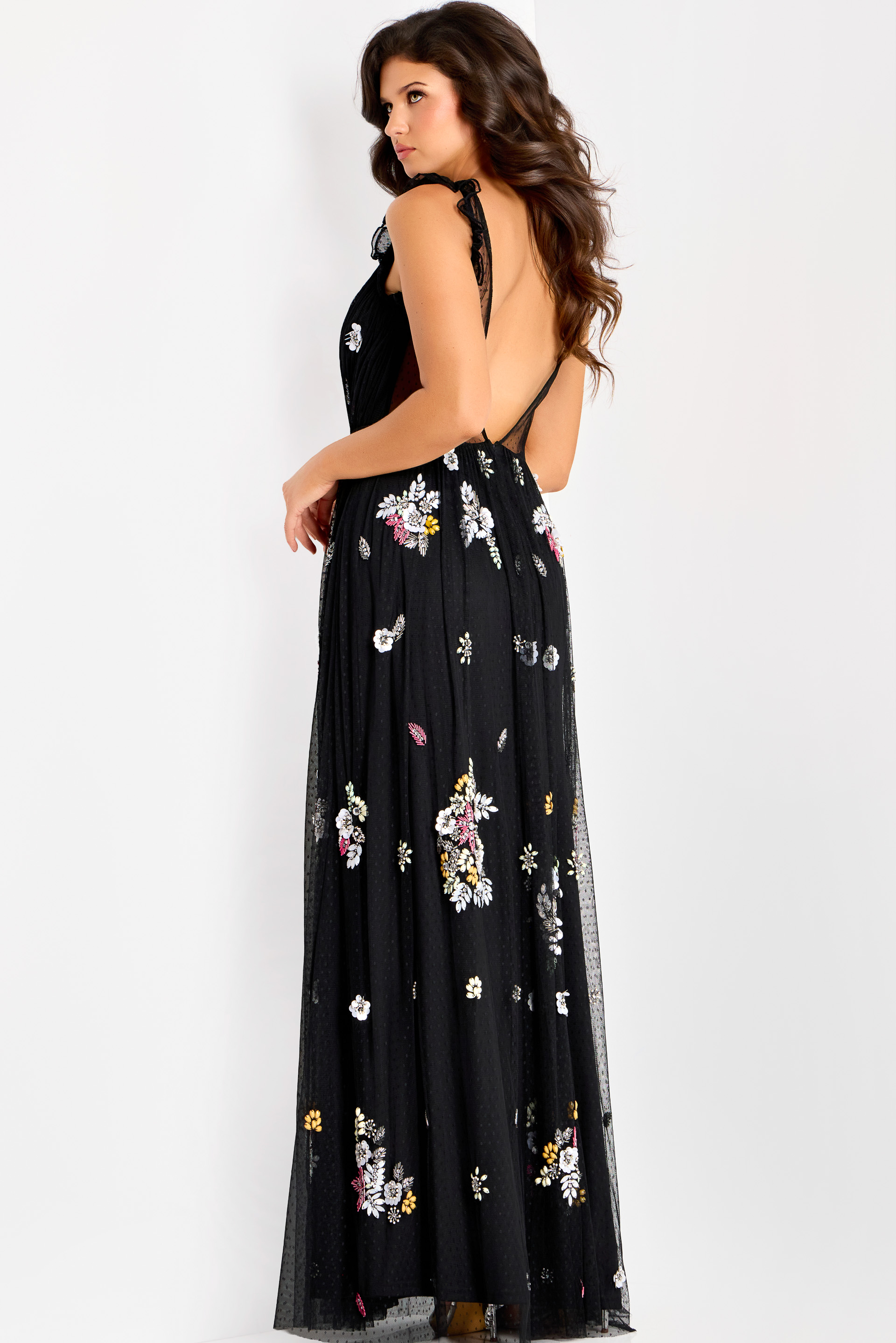 black multi floral dress 44057