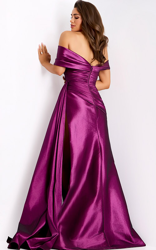 back of taffeta purple evening dress 44322